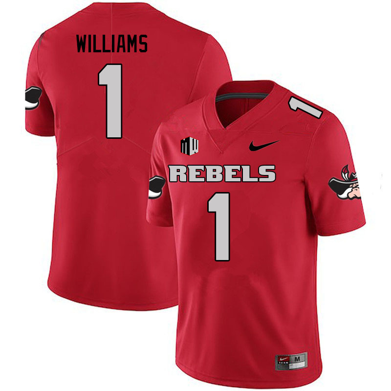 Men #1 Kyle Williams UNLV Rebels College Football Jerseys Sale-Scarlet - Click Image to Close